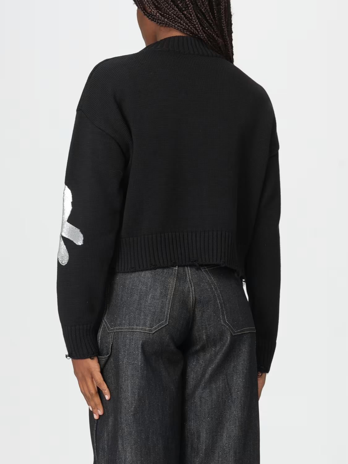 Maglia Disclaimer girocollo cropped con stampa donna
