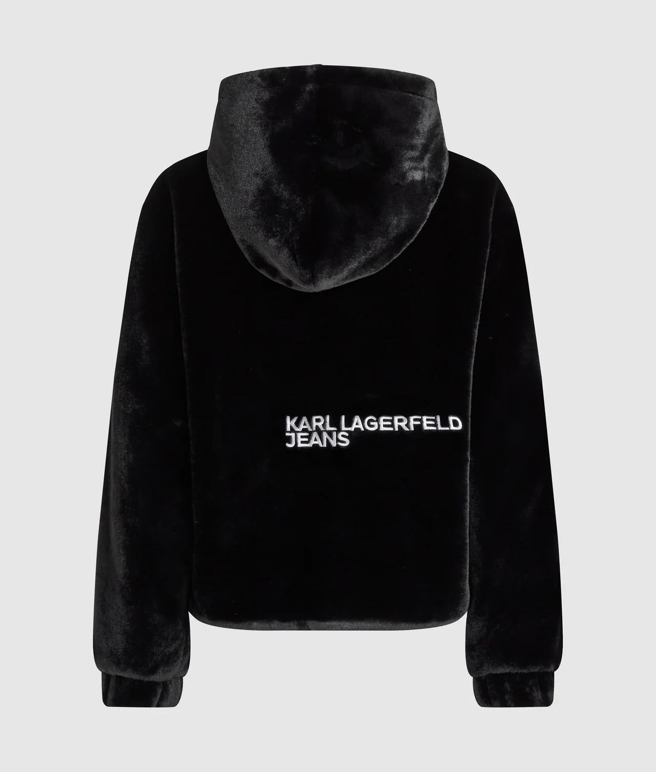 Giubbotto Karl Lagerfeld in ecopelliccia con cappuccio donna