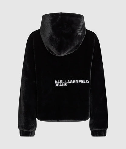 Giubbotto Karl Lagerfeld in ecopelliccia con cappuccio donna