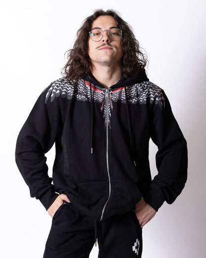 Felpa County of Milan full zip con cappuccio "Iconic Wings"