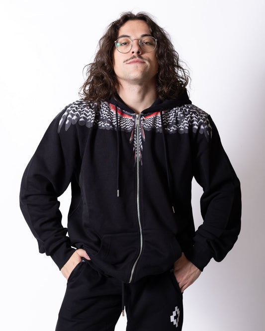 Felpa County of Milan full zip con cappuccio "Iconic Wings"
