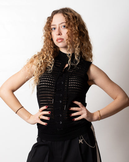 Gilet Richmond X in maglia traforata con laccetti donna