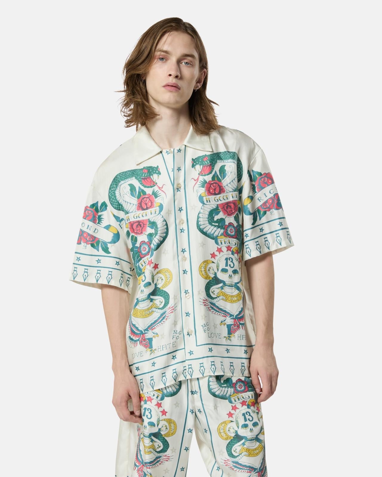 Camicia John Richmond "In good we trust" in seta uomo