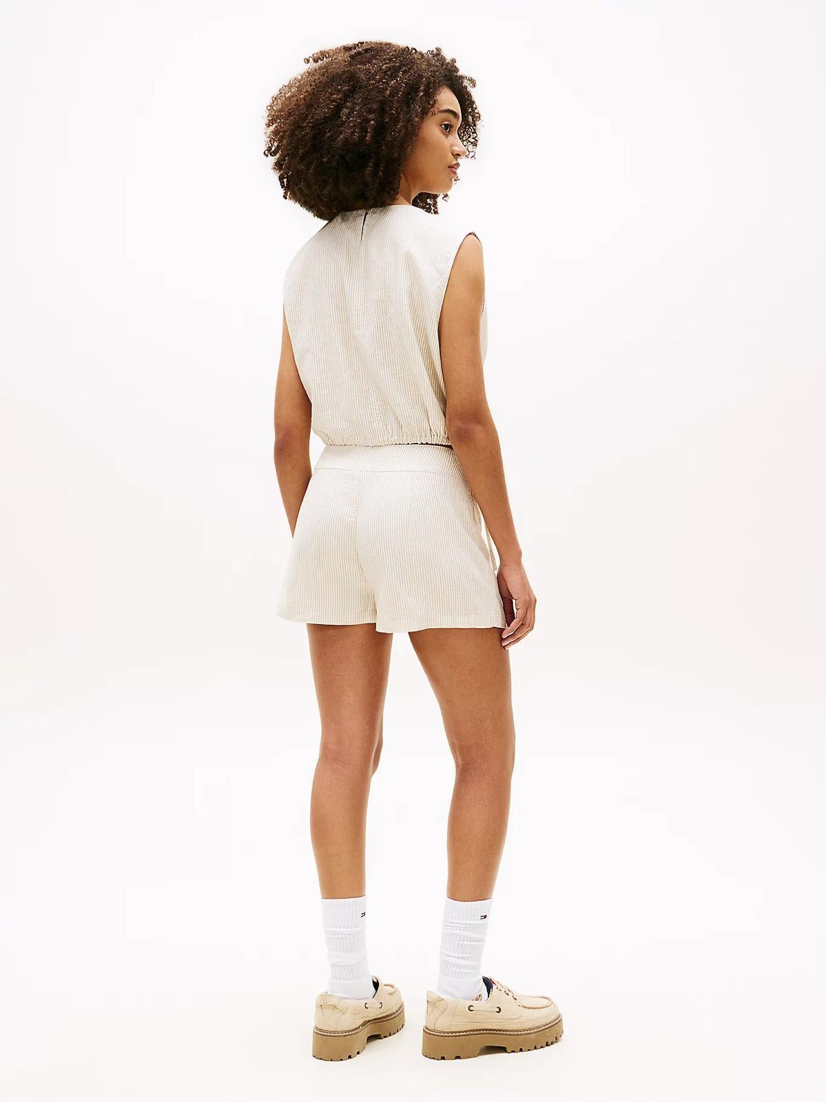 Short Tommy Jeans a righe in misto lino donna