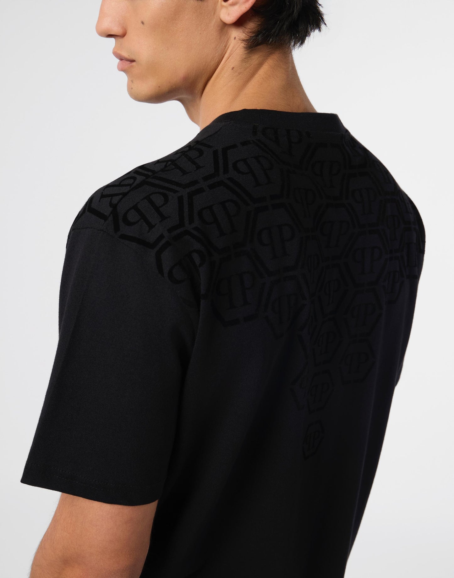 T-Shirt Philipp Plein con logo Degrade Monogram applicazione e velluto