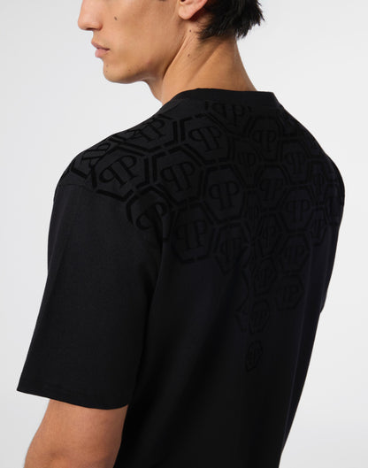 T-Shirt Philipp Plein con logo Degrade Monogram applicazione e velluto