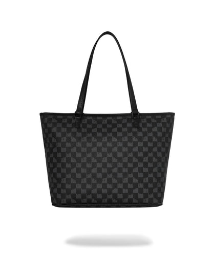 Borsa Sprayground nero BLACK AND WHITE DRIP CHECK SHARK TOTE