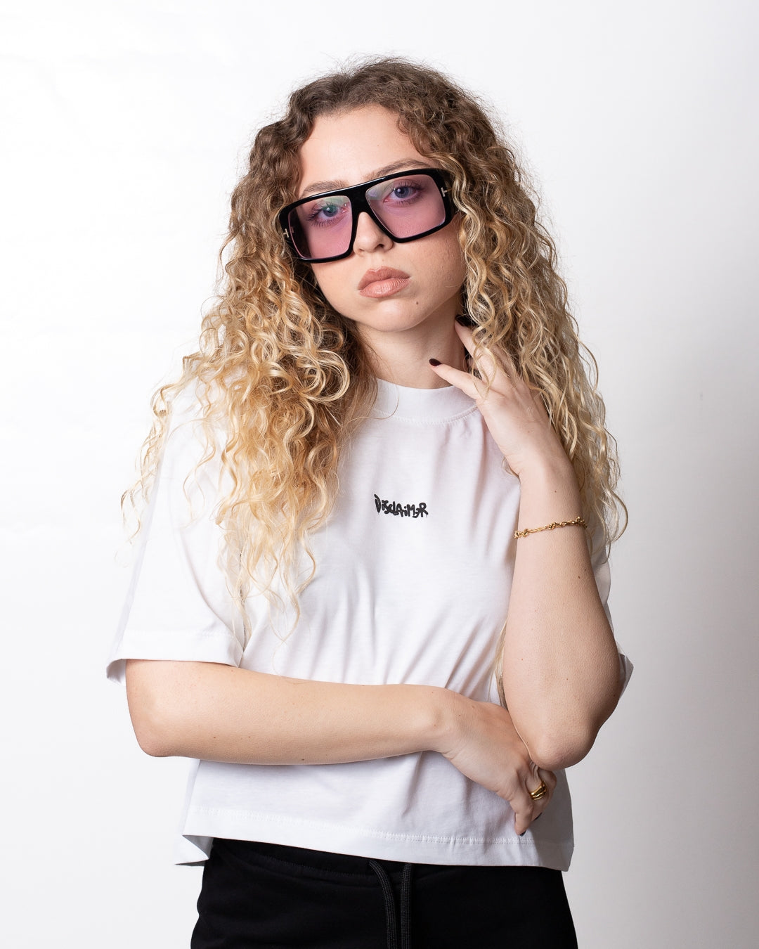 T-Shirt Disclaimer cropped con stampa "Star" donna