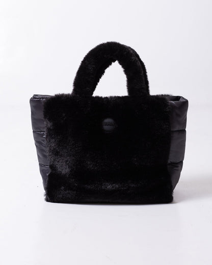 Borsa Colmar tote puffy con pelliccia e inserti in tessuto