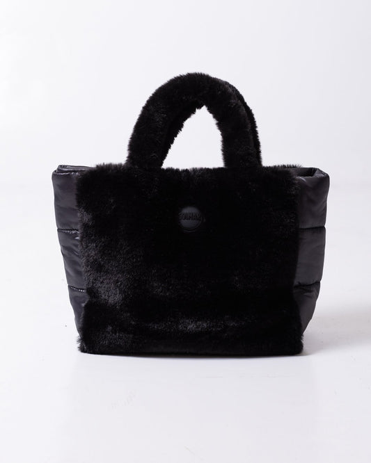 Borsa Colmar tote puffy con pelliccia e inserti in tessuto