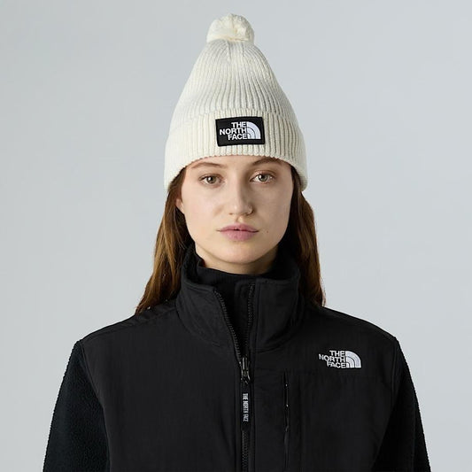 Cappello The North Face in costina con patch e pon pon
