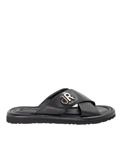 Sandalo John Richmond in pelle con fibbia metallica uomo
