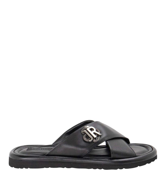 Sandalo John Richmond in pelle con fibbia metallica uomo