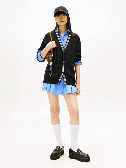 Cardigan Tommy Jeans "Flag Cable" donna