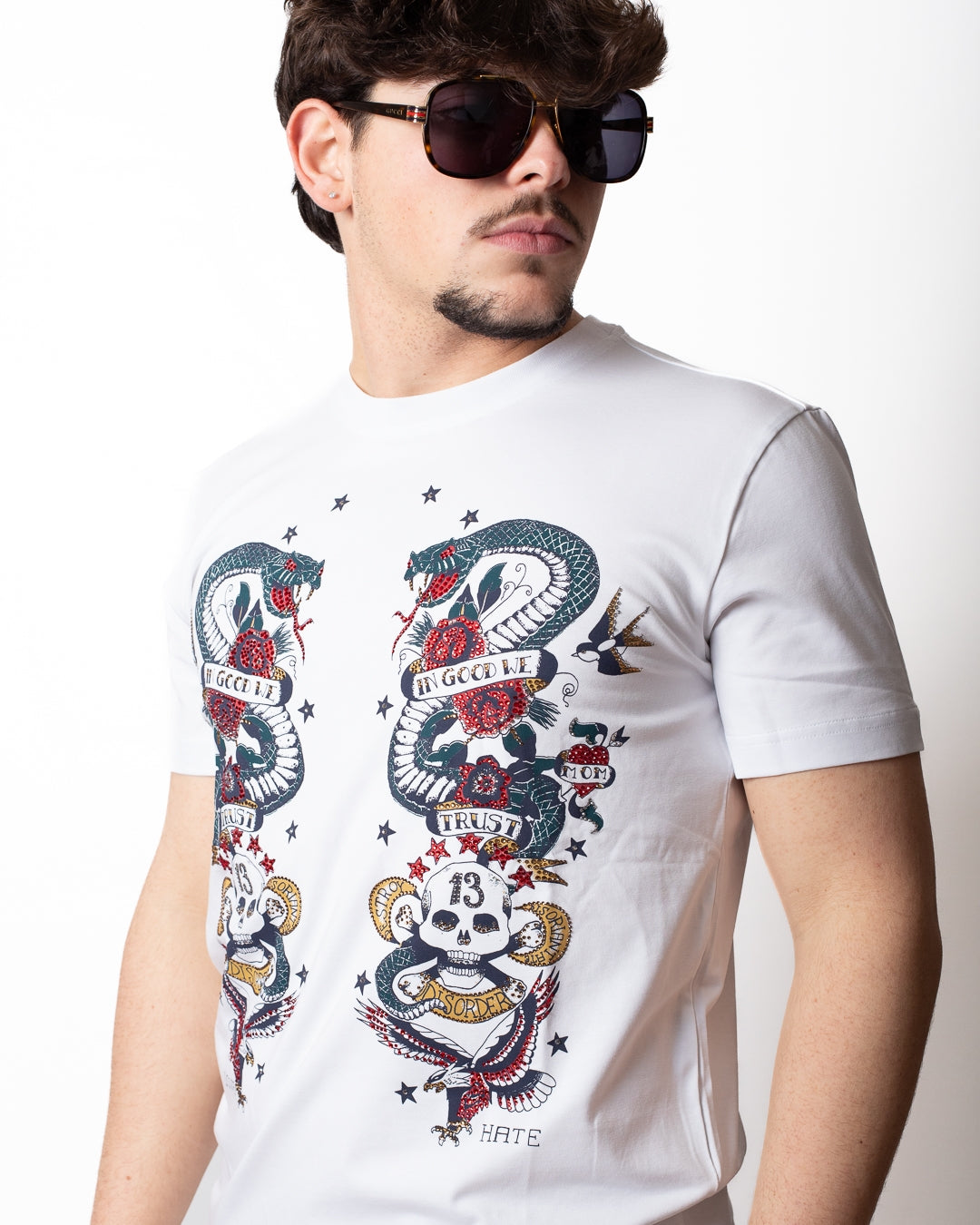 T-Shirt John Richmond "In good we trust" white uomo
