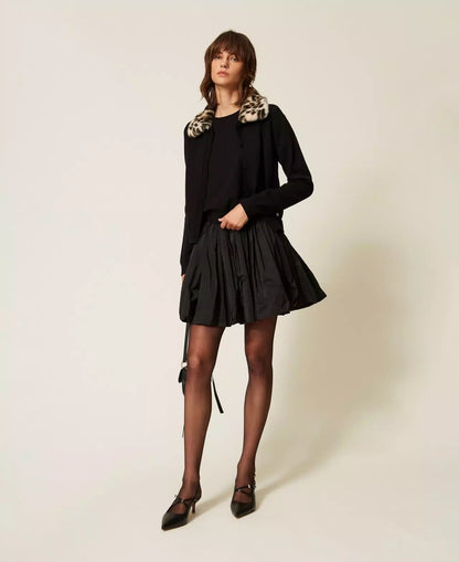 Giacca Twinset Actitude con colletto faux far e maglia donna