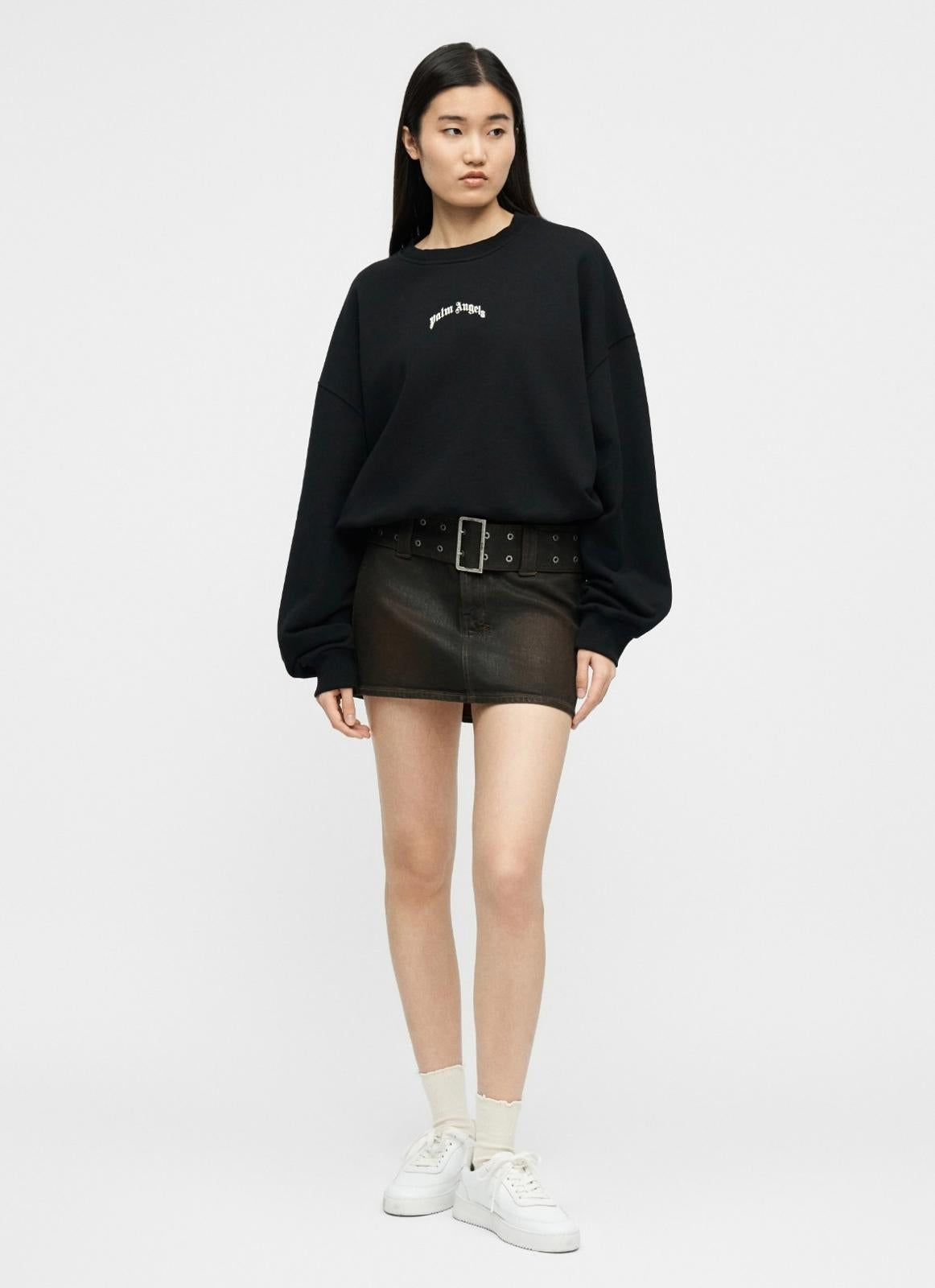 Felpa Palm Angels girocollo "Curve Logo Loose Crop" donna
