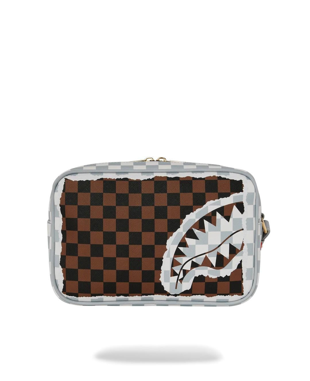 Pochette e beauty Sprayground marrone "CREAM AND BROWN TEAR CHECK TOILETRY BAG"