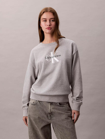 Felpa Calvin Klein girocollo con logo ricamato donna