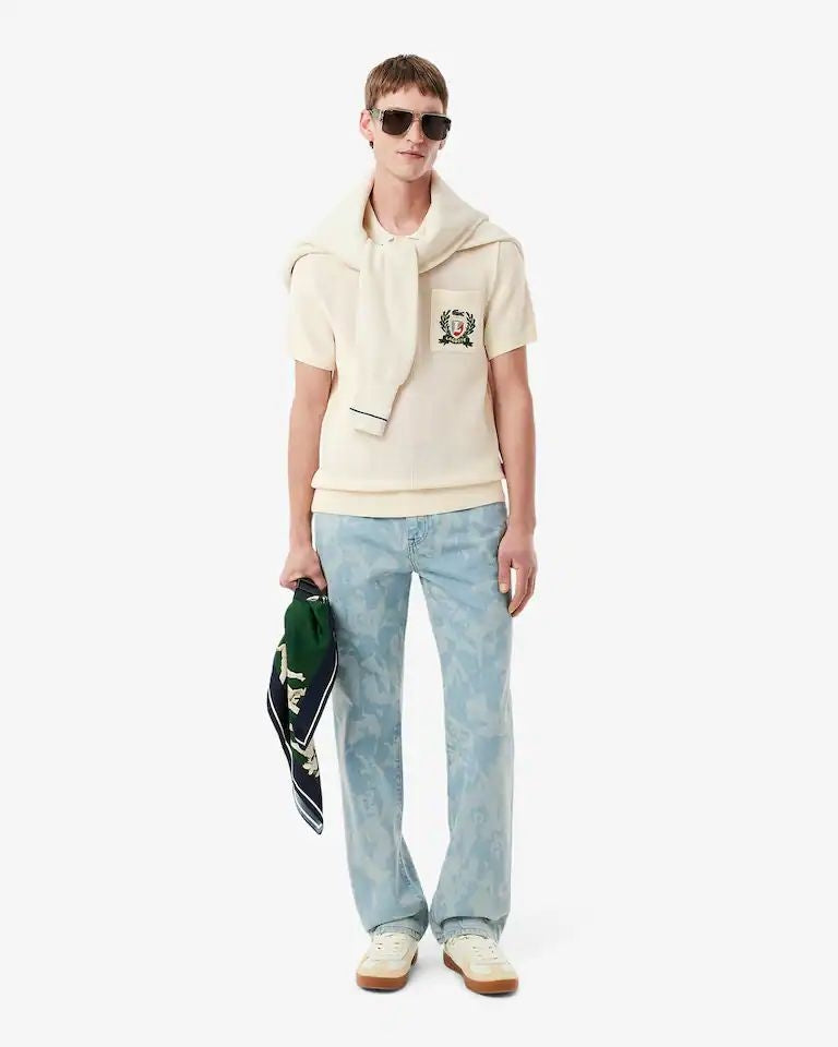 Polo Lacoste in maglia con logo ricamato