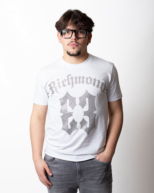 T-Shirt John Richmond con strass e logo uomo