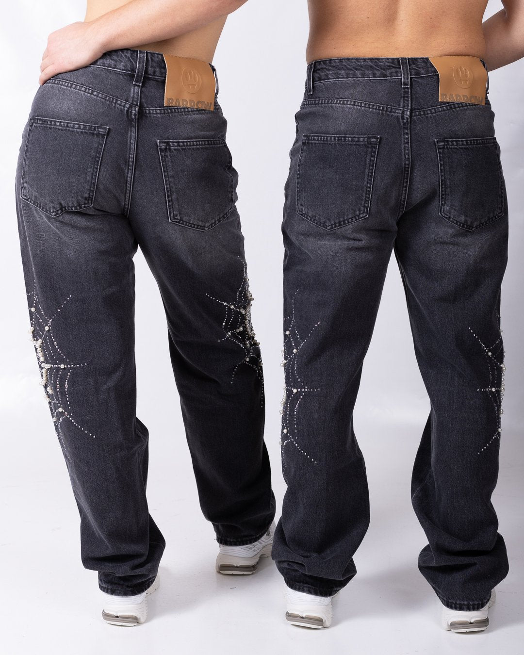 Jeans Barrow con grafica di perle e strass