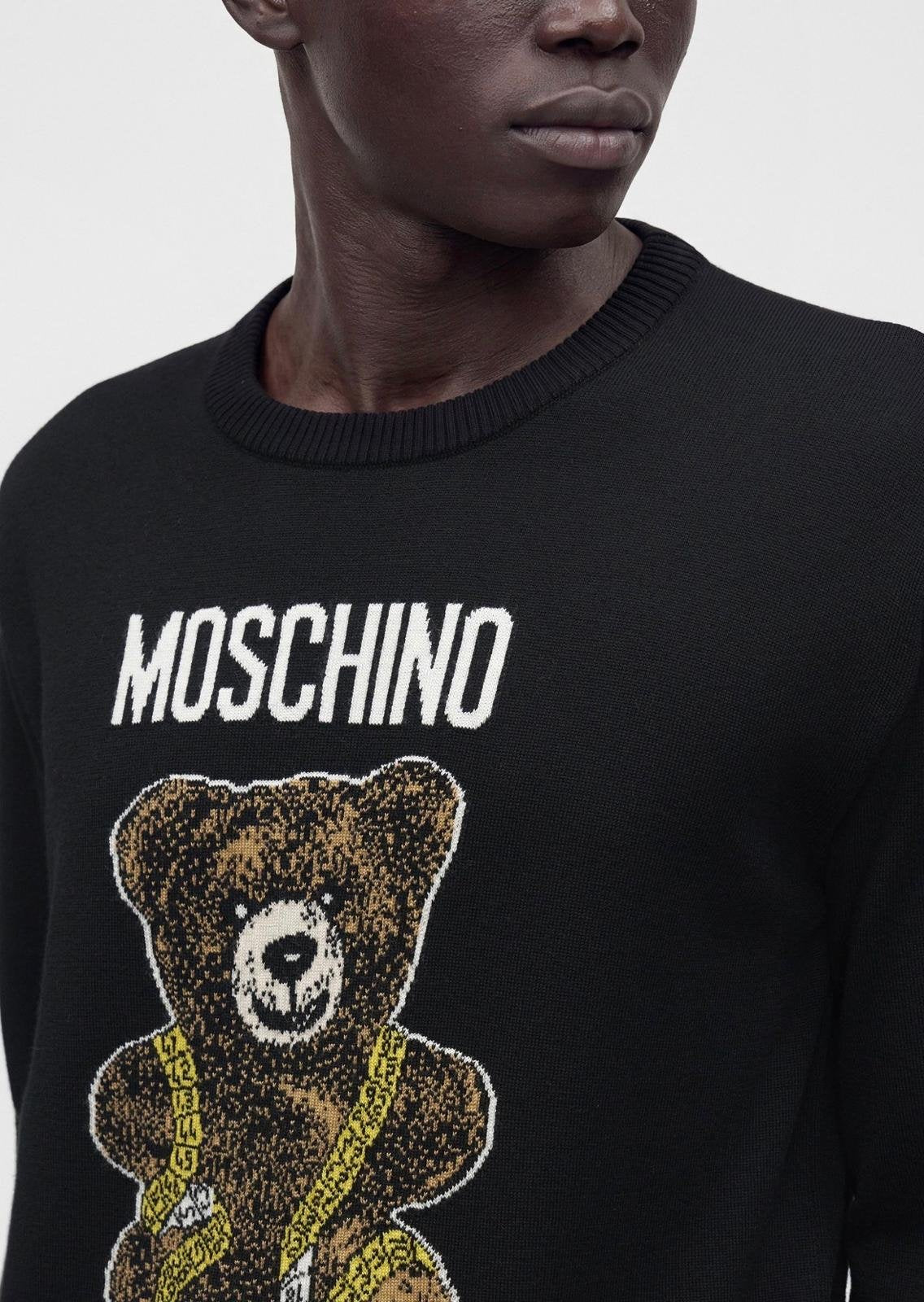 Maglia Moschino girocollo in lana "Teddy Bear Inlay" uomo