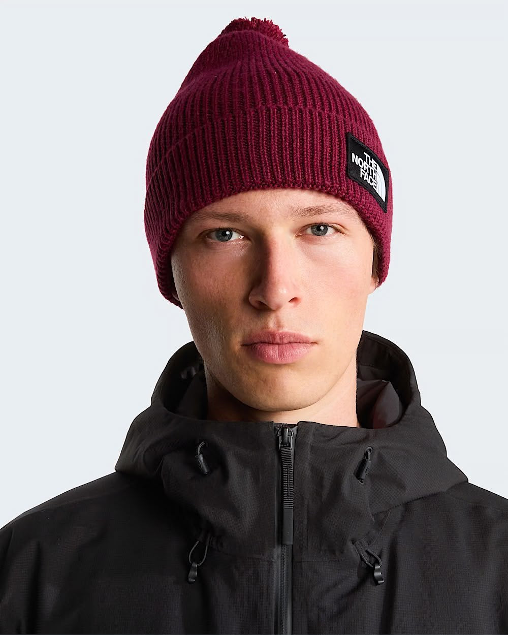 Cappello The North Face logo patch e pompon