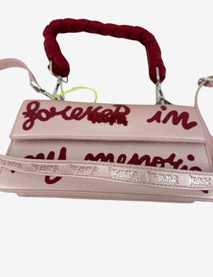 Borsa Disclaimer con manico intrecciato e slogan stampato donna