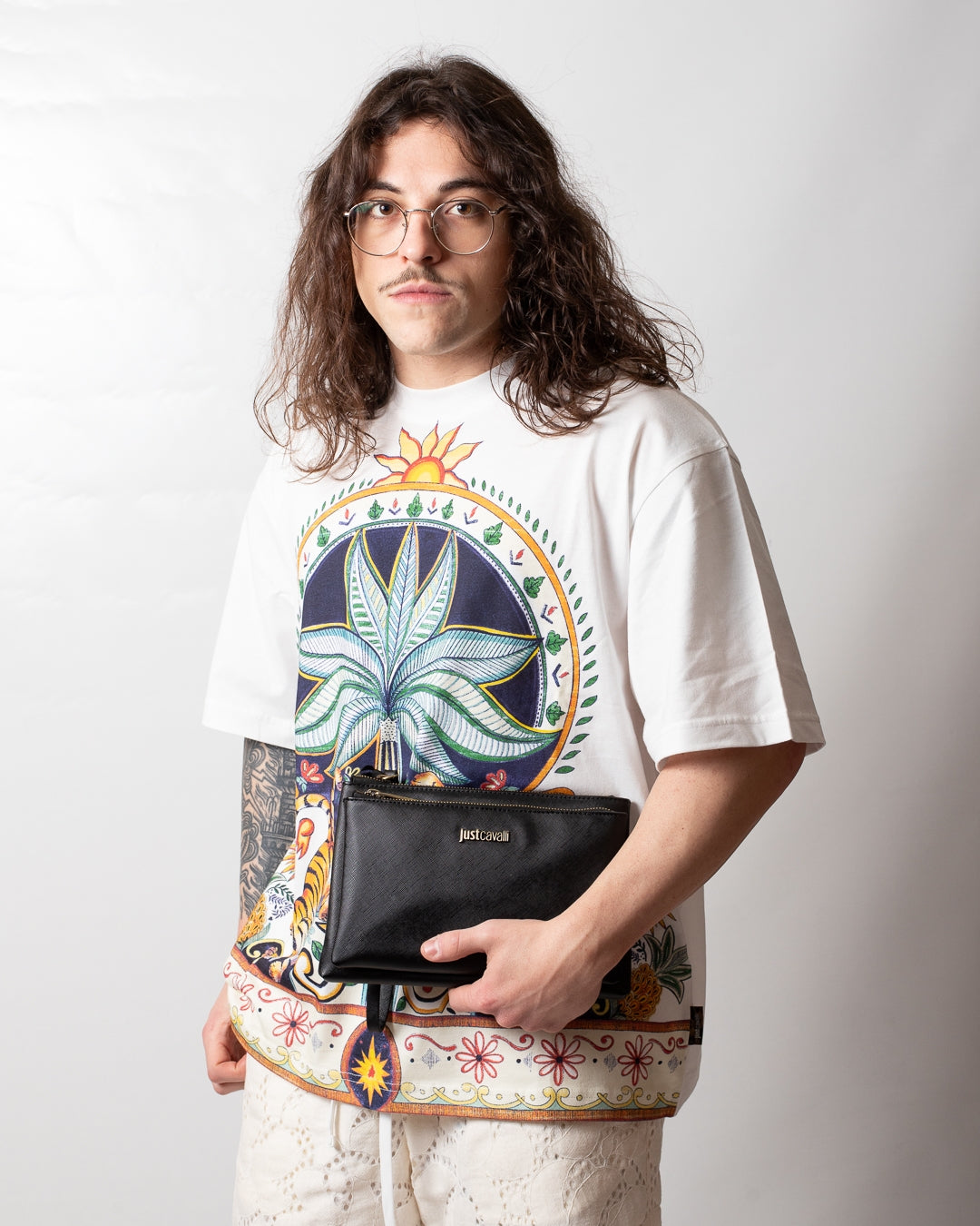 Pochette Just Cavalli "Metal lettering" in ecopelle