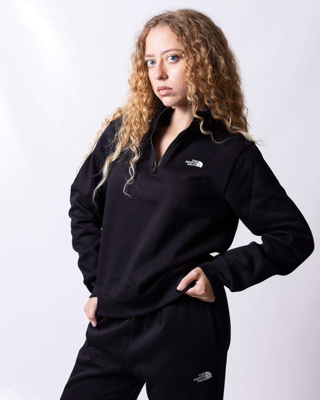 Felpa The North Face mezza zip con logo ricamato donna
