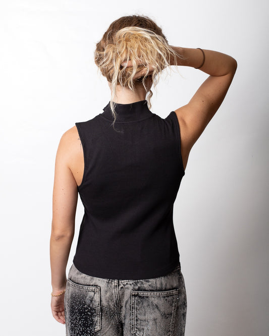 Top Calvin Klein Jeans in costina con mezza zip donna