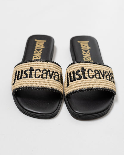 Sandalo Just Cavalli con fascia in paglia donna