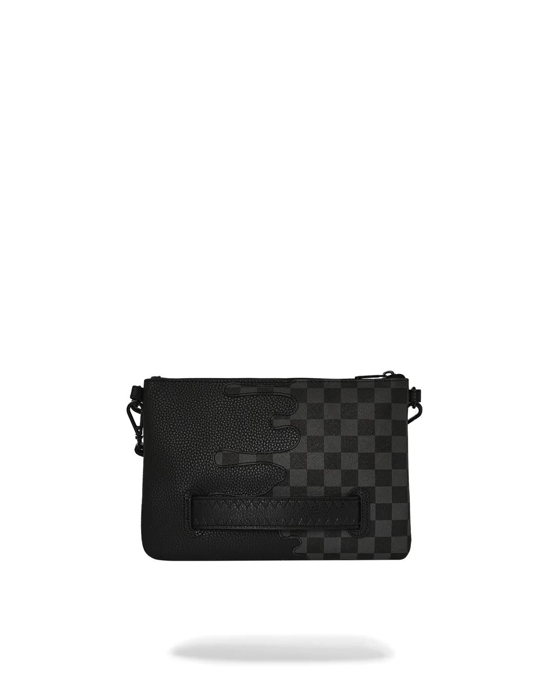 Pochette Sprayground nero unfinished shark clutch con tracolla