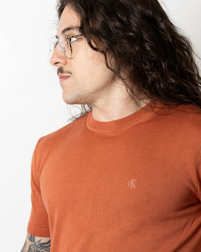 T-Shirt Calvin Klein in maglia con logo tonal uomo