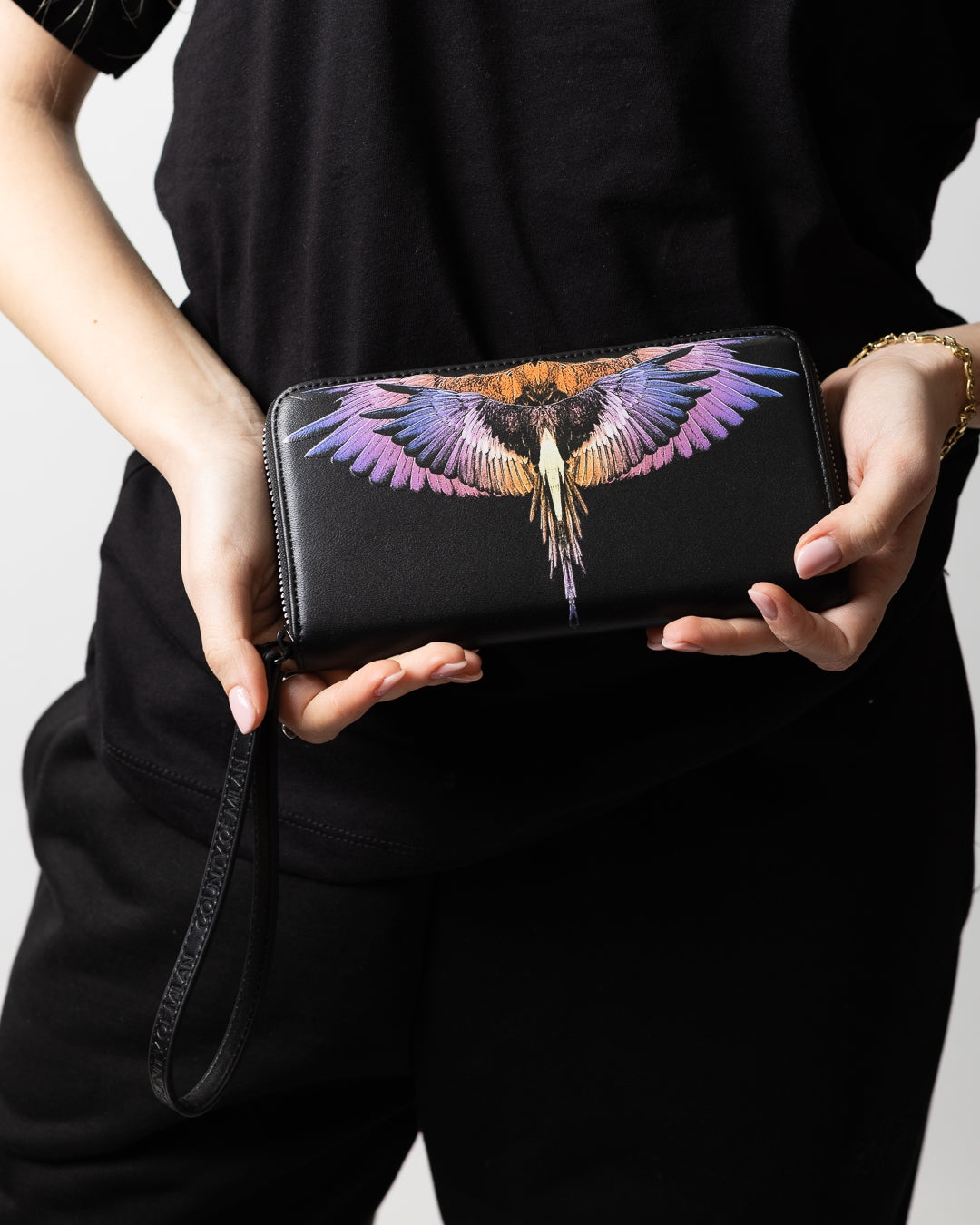 Portafogli Marcelo Burlon in ecopelle "Icon Wings Orange" logato