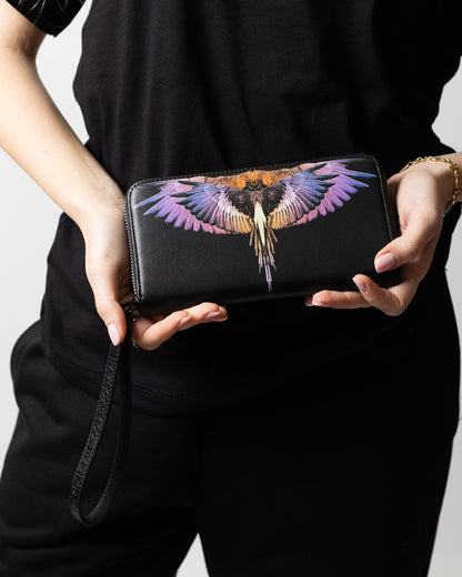 Portafogli Marcelo Burlon in ecopelle "Icon Wings Orange" logato