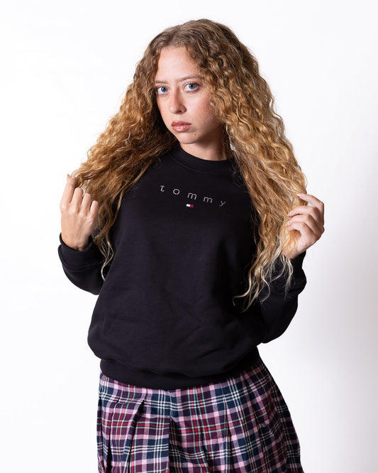 Felpa Tommy Jeans girocollo con logo strass
