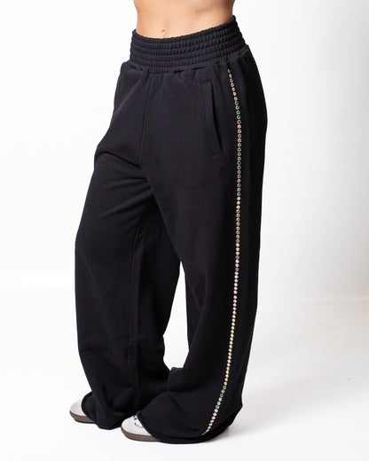 Pantalone Disclaimer in felpa con strass multicolor donna