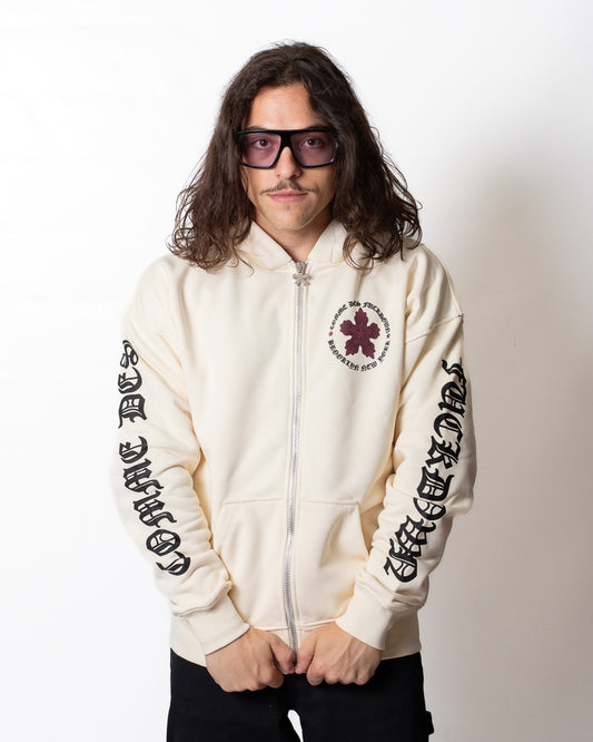Felpa Comme des Fuckdown fullzip con cappuccio e stampa gothic uomo
