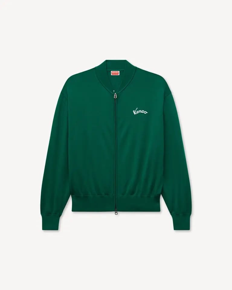 Cardigan Kenzo Paris in lana full zip con maxi ricamo sul retro