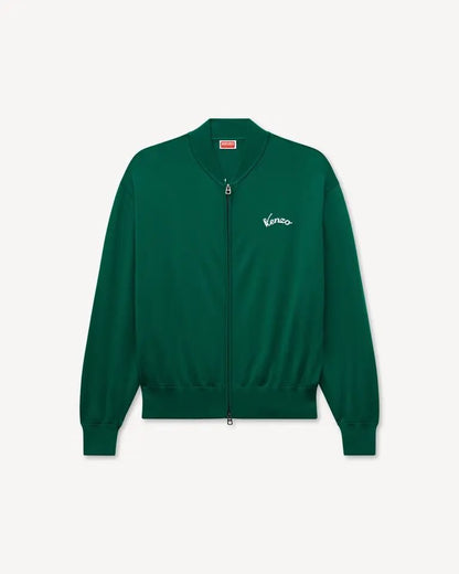 Cardigan Kenzo Paris in lana full zip con maxi ricamo sul retro