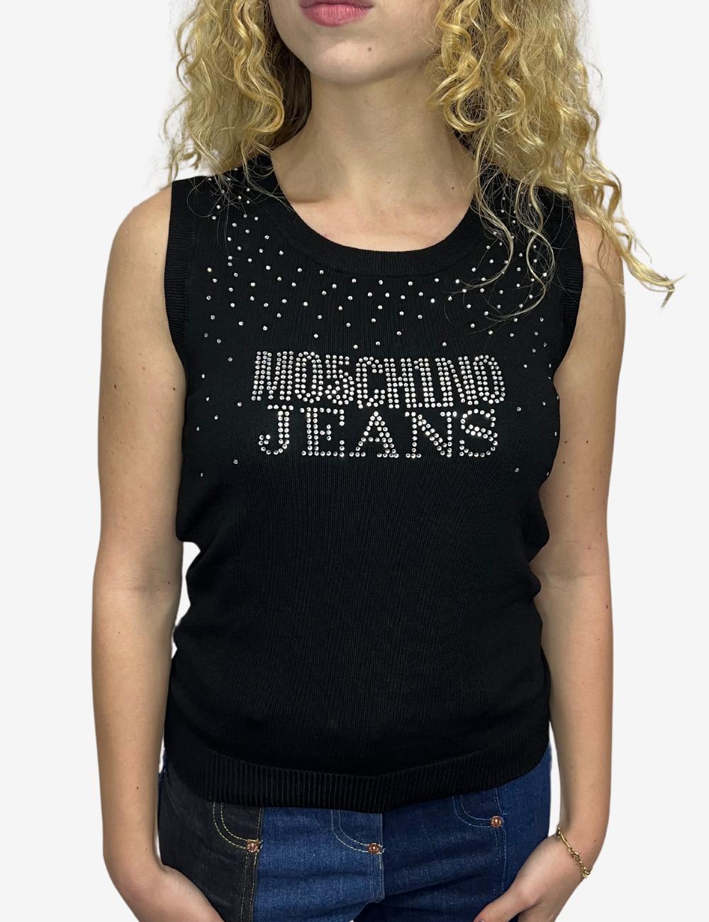 Maglia Moschino jeans con strass donna