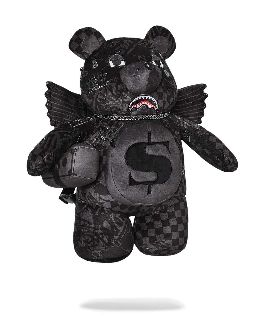 Zaino Sprayground orsetto nero 3AM Check Tedd Beary  Moneybear Backpack