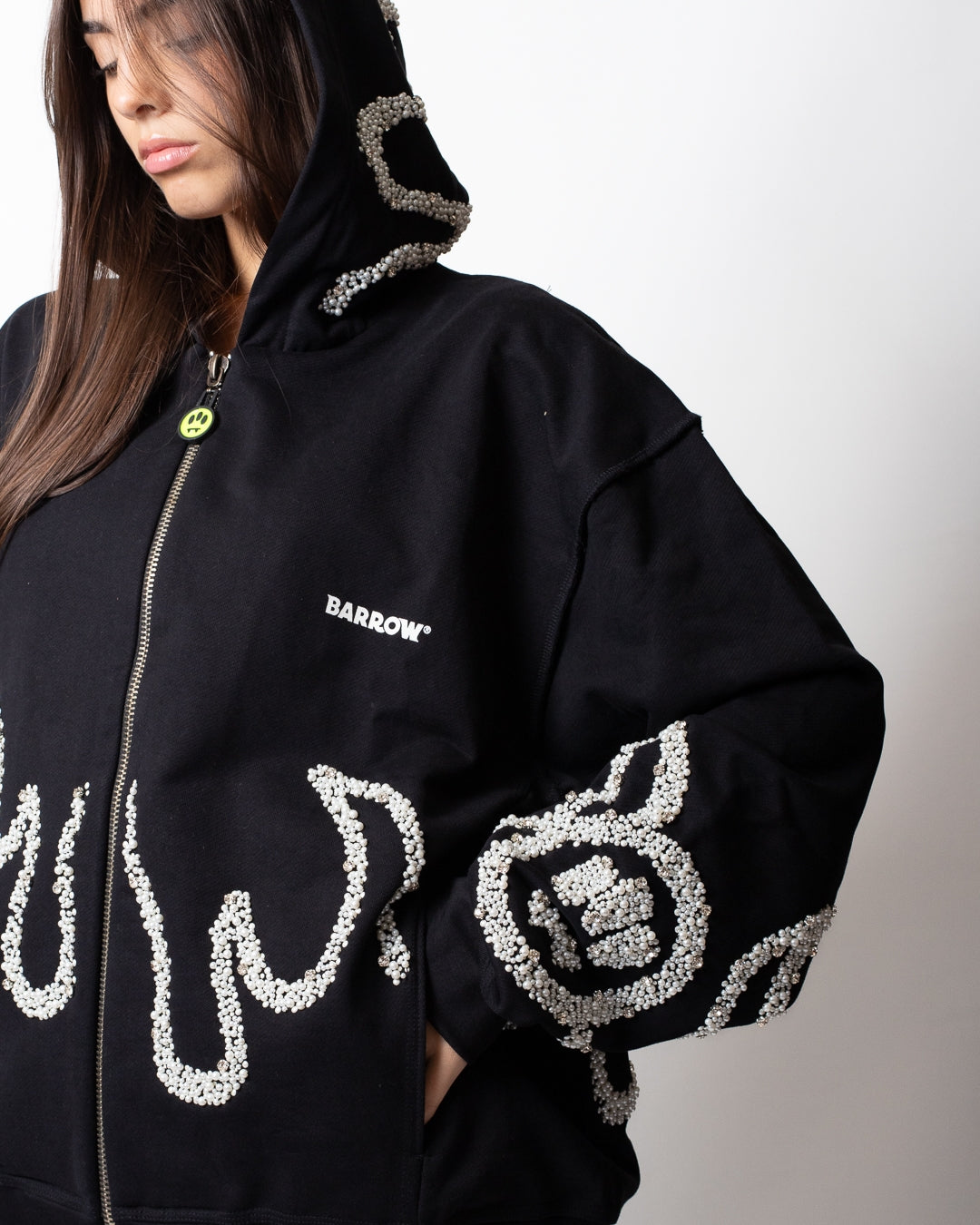 Felpa Barrow fullzip con cappuccio con perline e strass