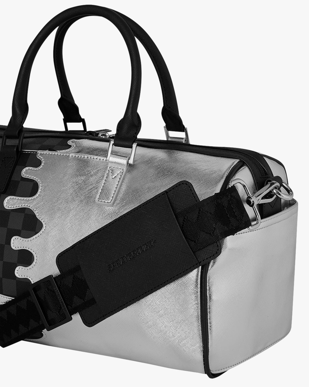 Borsa Sprayground nero SILVER SIDE DRIP BLACK CHECK MINI DUFFLE