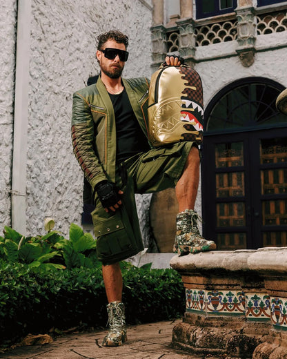 Zaino Sprayground marrone SHARKS IN PARIS GOLD DRIP BACKPACK
