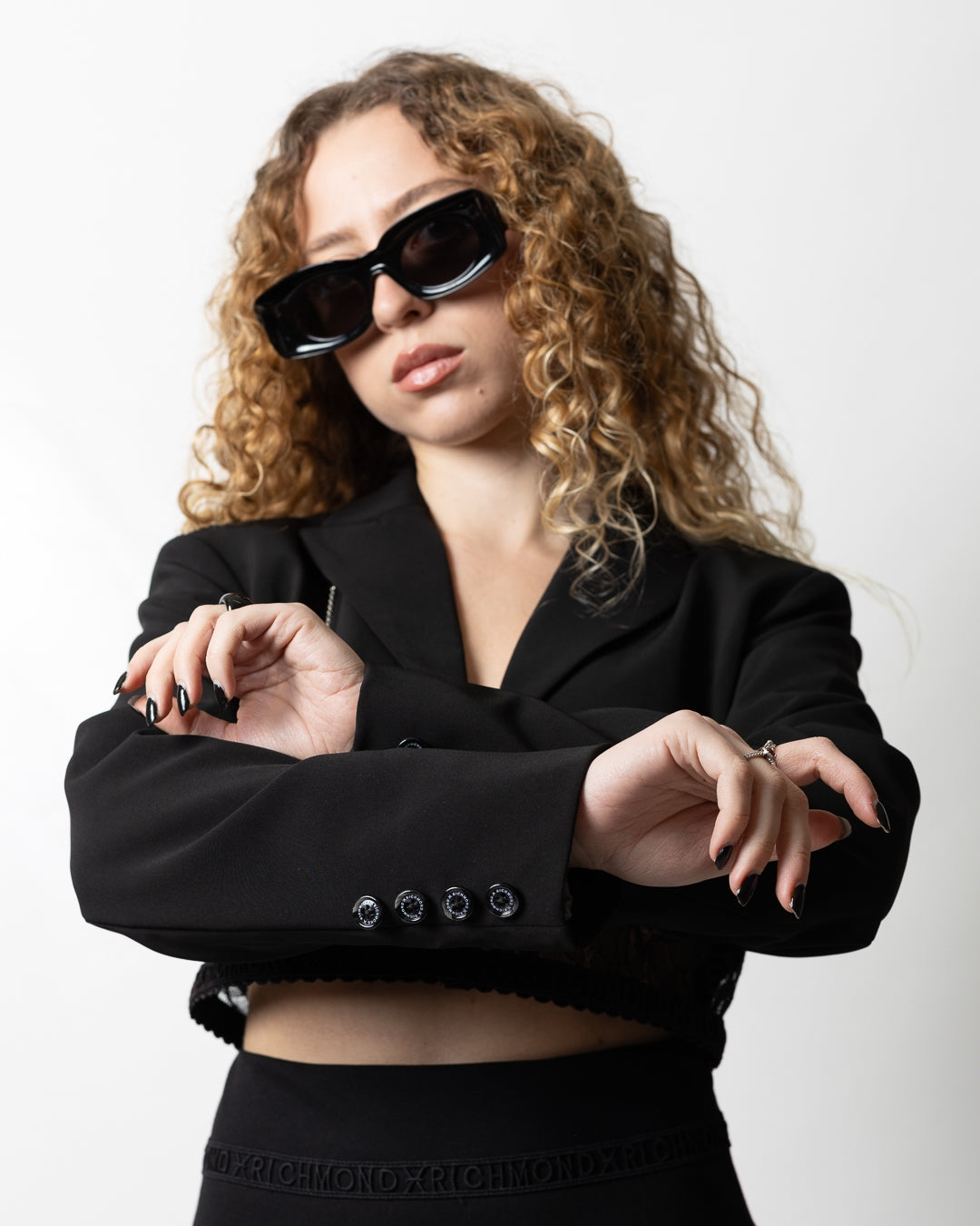 Giacca blazer Richmond X cropped con pizzo donna