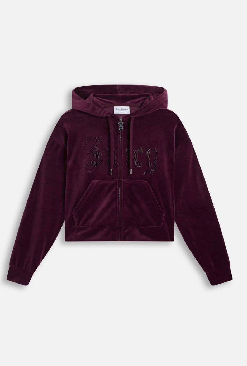 Felpa Juicy Couture full zip con cappuccio e logo strass