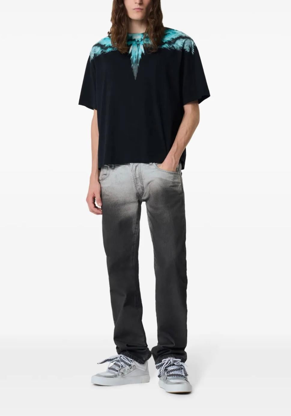 T-Shirt Marcelo Burlon "Colodust Wings Turquoise Black" uomo